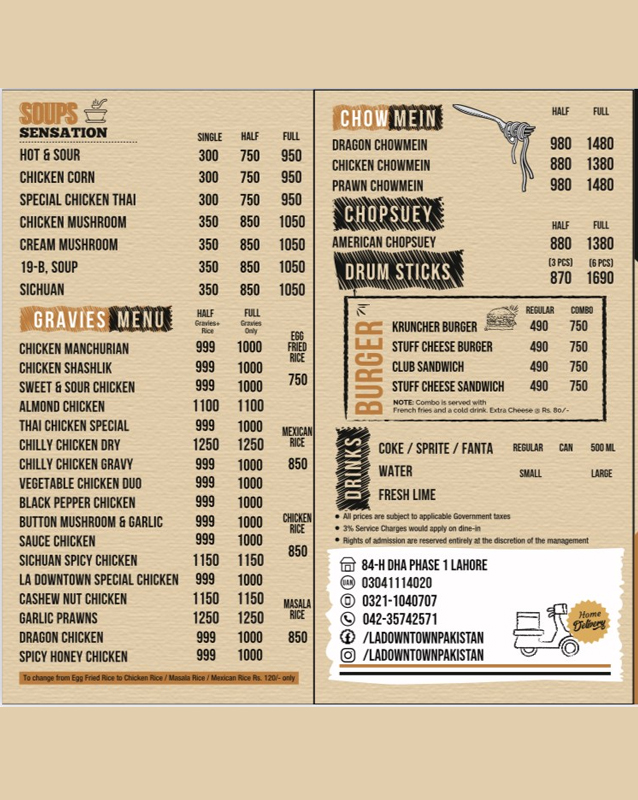 La Downtown menu