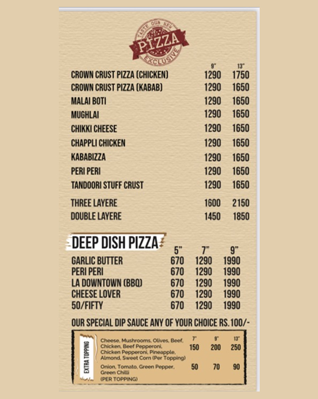 La Downtown menu