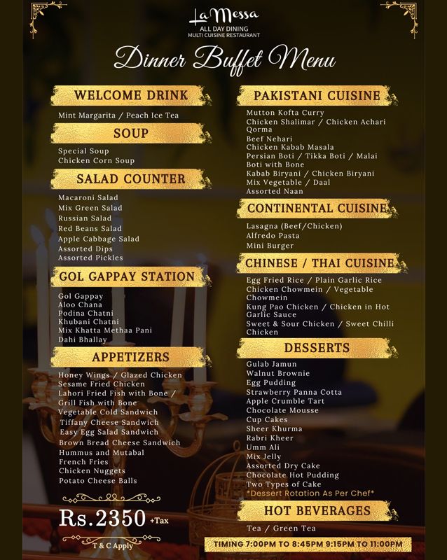 La Messa menu