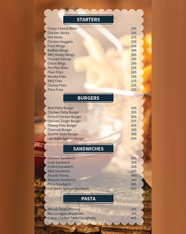 Laari Adda Lounge menu