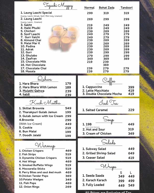 Laung Laachi de Cafe menu