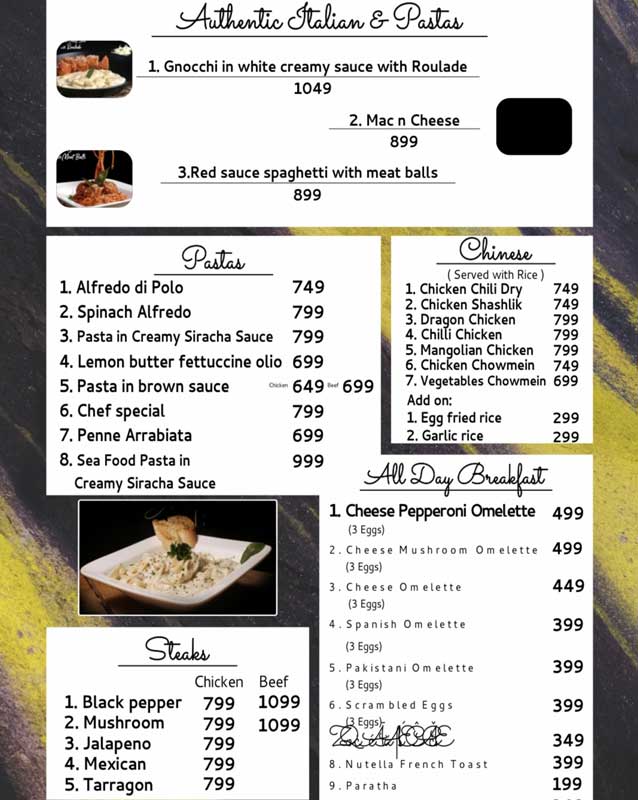 Laung Laachi de Cafe menu