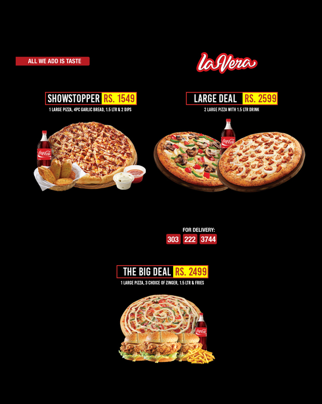 Lavera Pizza Lahore menu