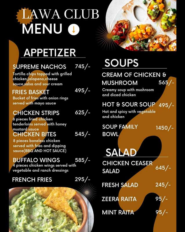 Lawa Club menu
