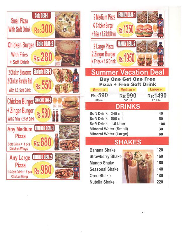 Let's Pizza menu