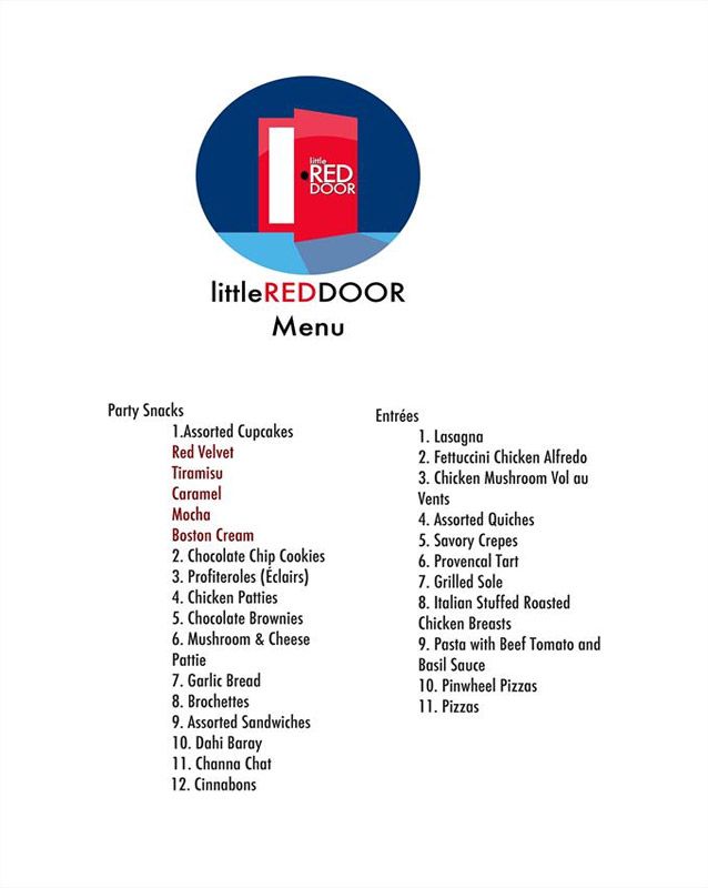 Little RED DOOR menu