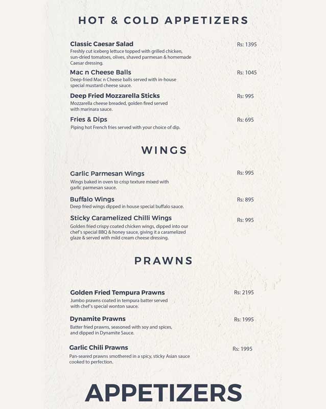 London Courtyard menu