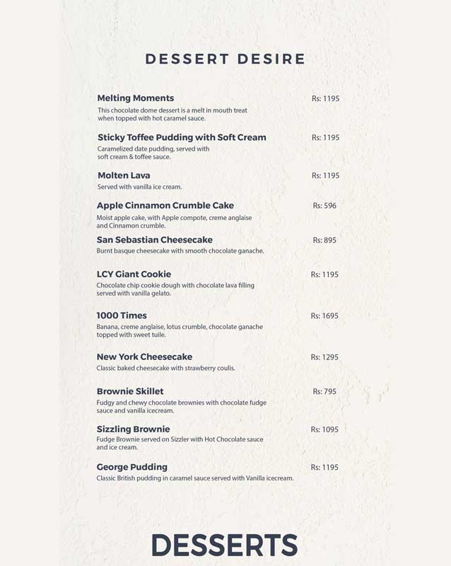 London Courtyard menu