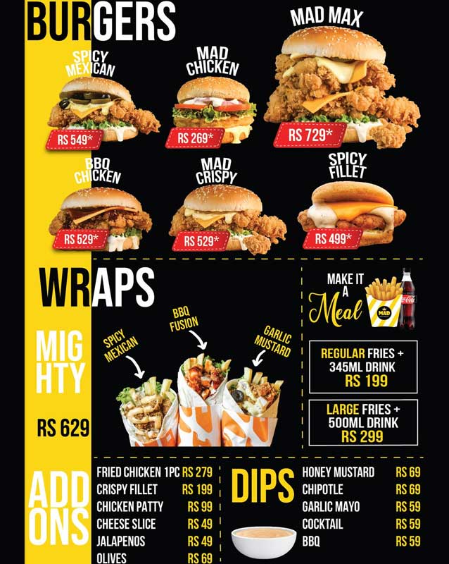 M.A.D menu