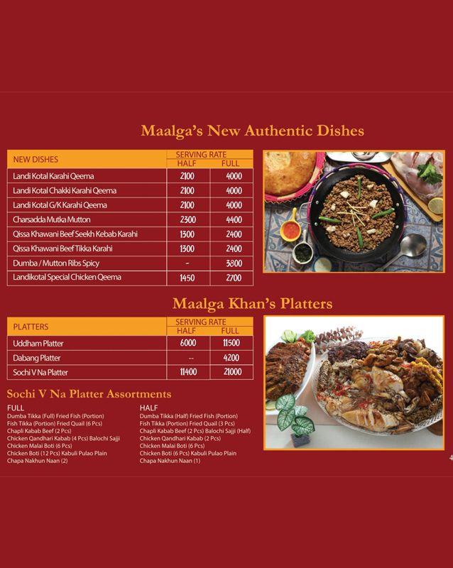Maalga Authentic Afghani Cuisine menu