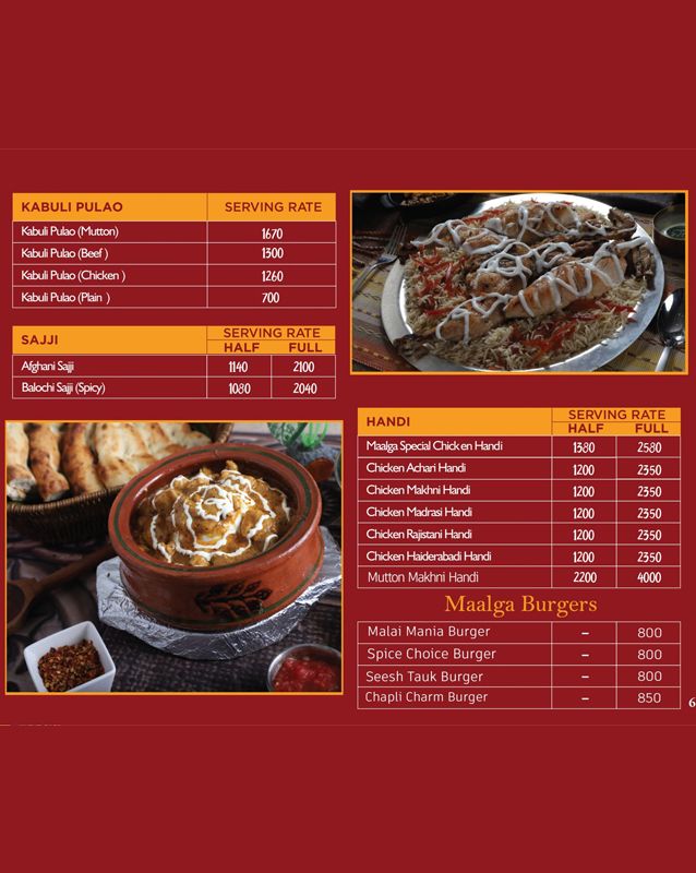 Maalga Authentic Afghani Cuisine menu