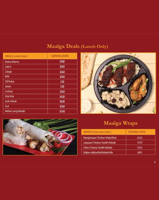 Maalga Authentic Afghani Cuisine menu