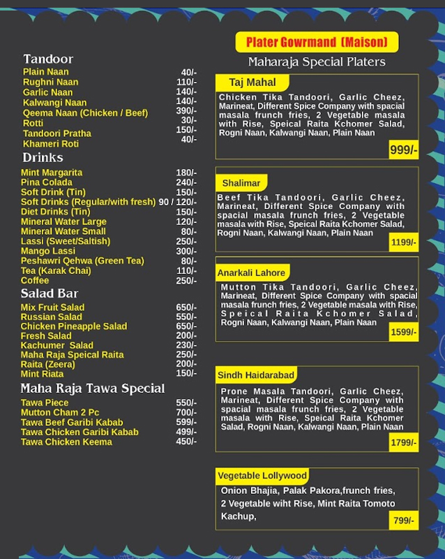 Maharaja Resto Indo Pakistanais  menu