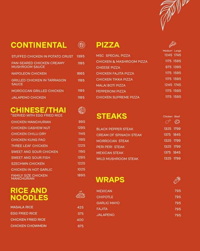 Main Street Cafe & Restaurant menu