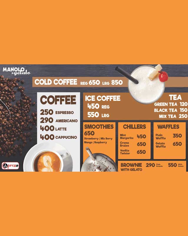 Manolo Gelato menu