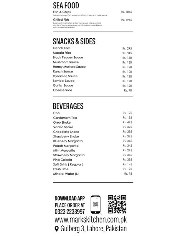 Mark's Kitchen menu