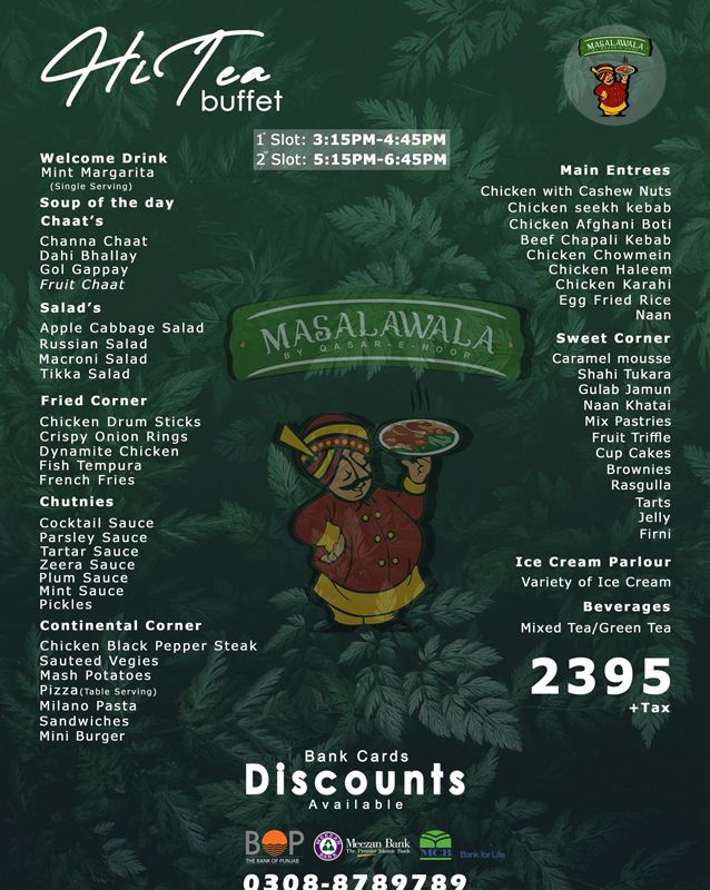Masalawala menu