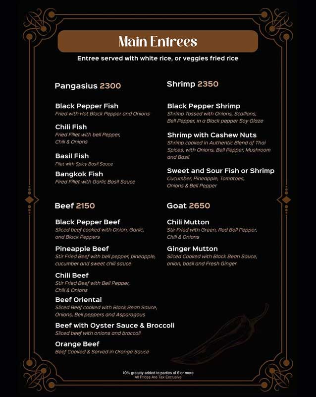 N Thai Palace menu