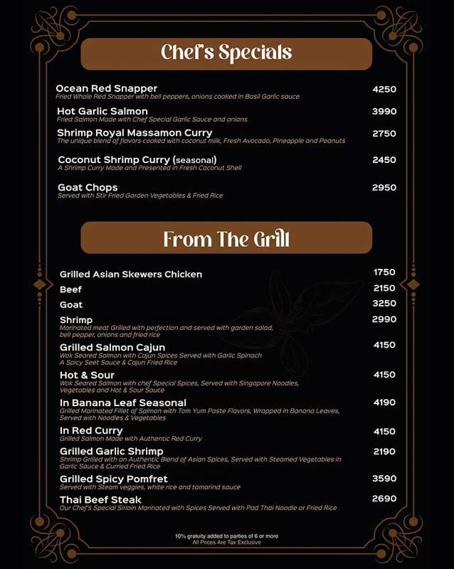 N Thai Palace menu