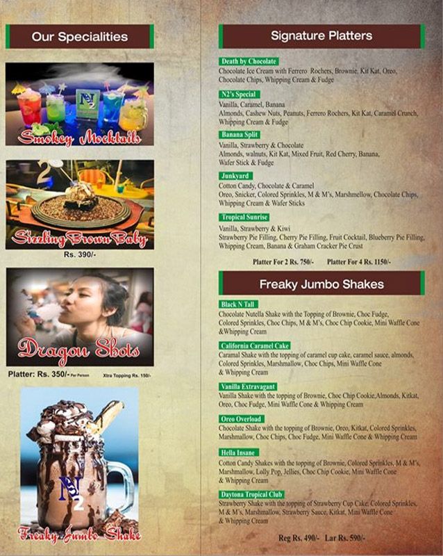 N2 Cafe n Creamery menu