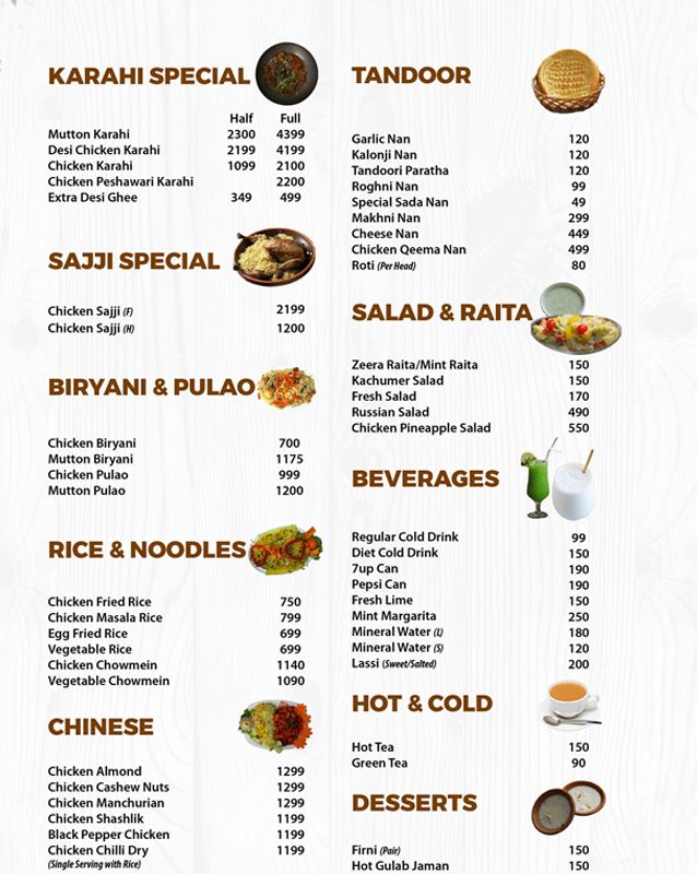 Nadeem Tikka menu