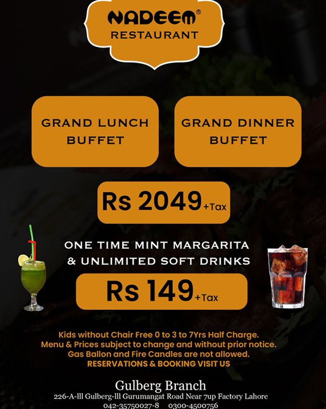Nadeem Tikka menu