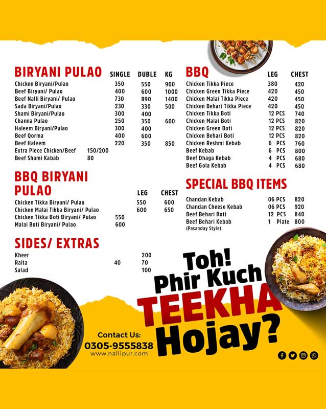 Nalli Pur - Biryani & Pulao menu