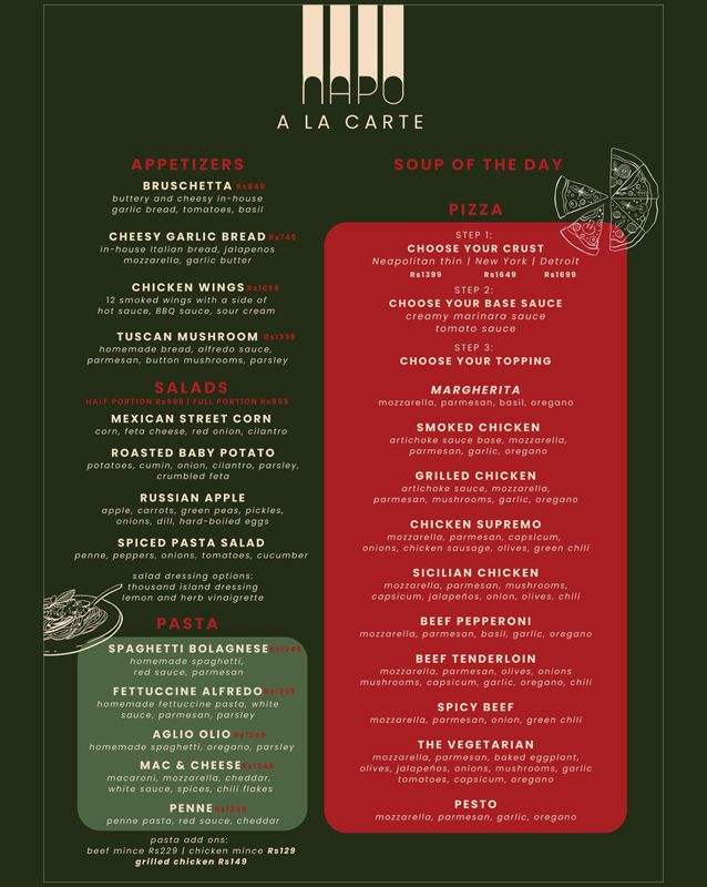 NAPO - All you can Eat menu