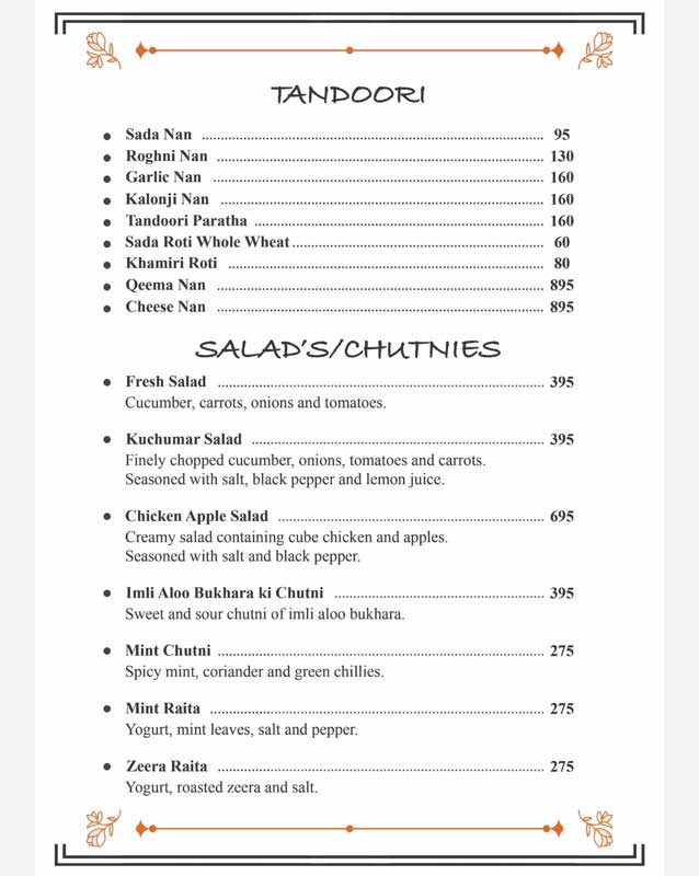 Nayabs menu