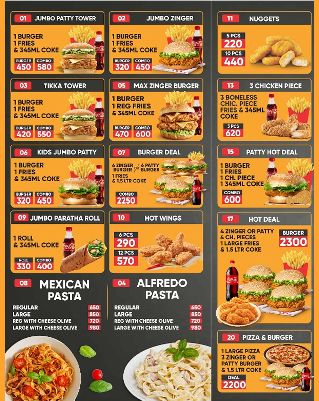 New Pizza Master's menu