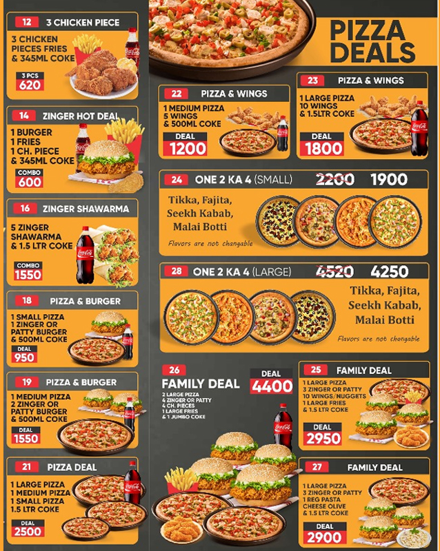 New Pizza Master's menu