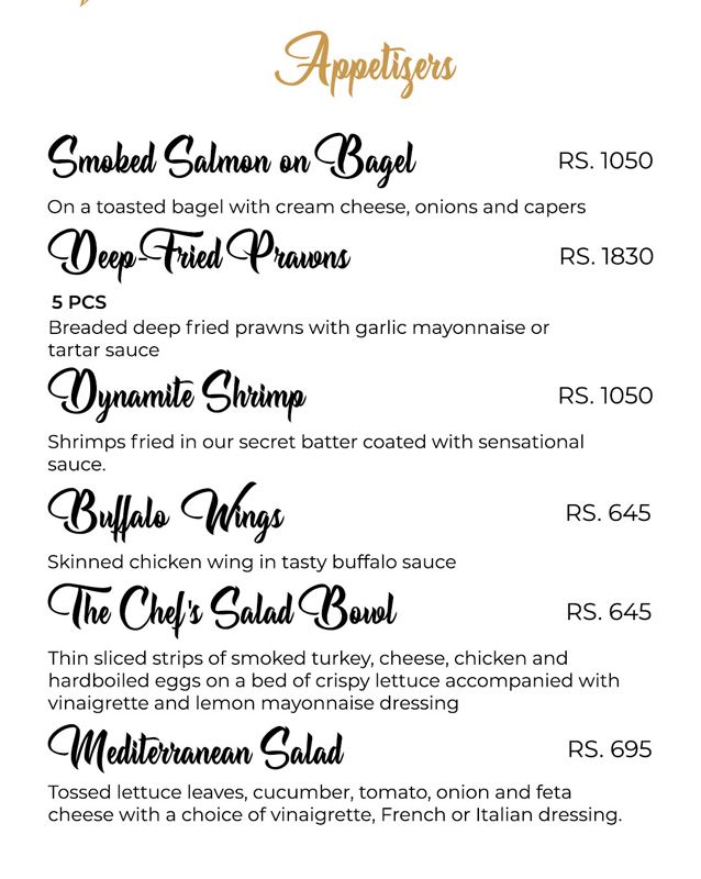 Nine Tree Luxury Hotel & Suites menu