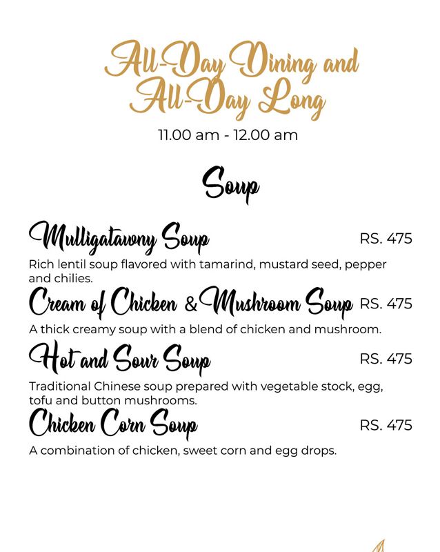 Nine Tree Luxury Hotel & Suites menu