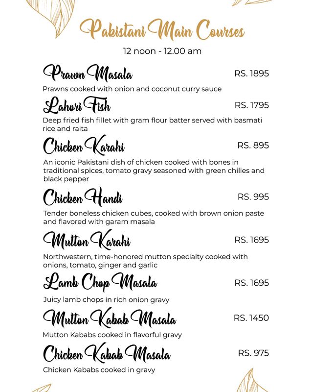 Nine Tree Luxury Hotel & Suites menu