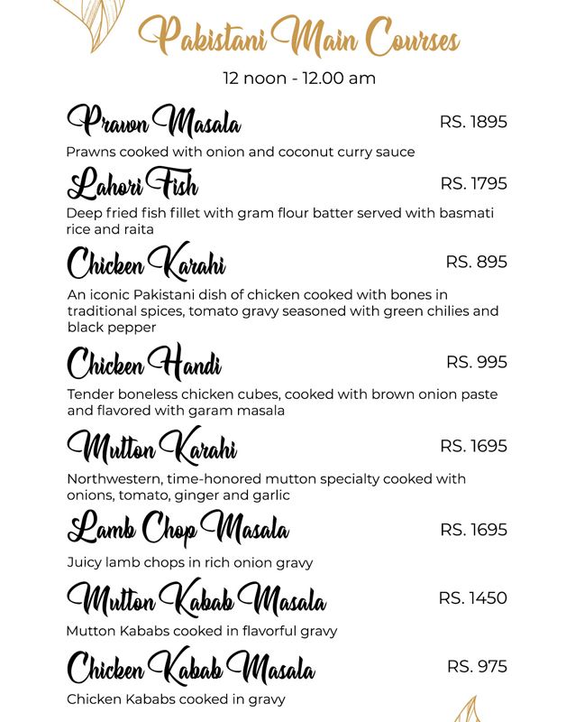 Nine Tree Luxury Hotel & Suites menu