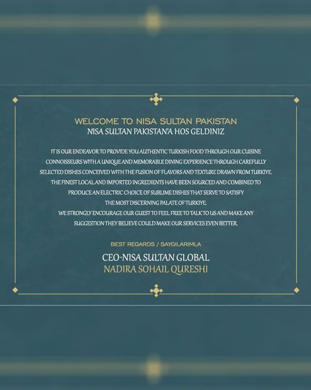 Nisa Sultan menu