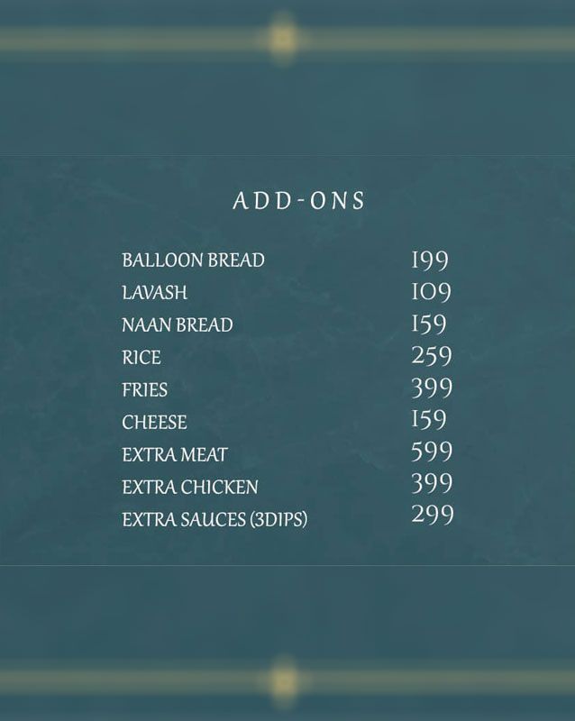 Nisa Sultan menu