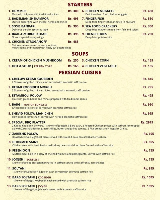 Norouz menu