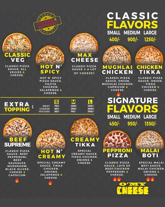 O'my Cheese menu