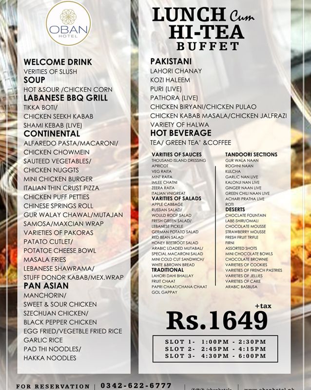 OBAN Hotel menu