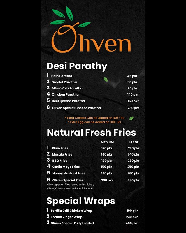 Oliven menu