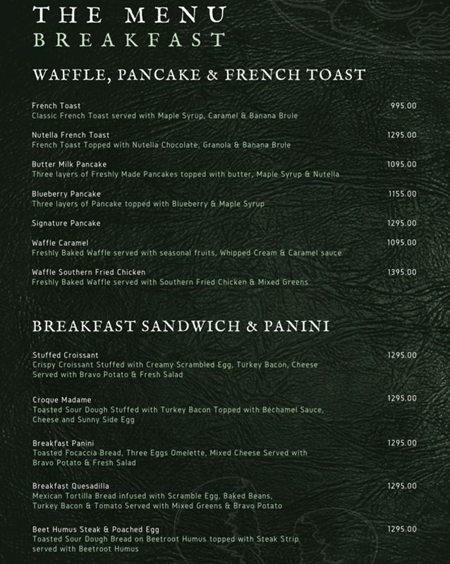 Olivetrail menu