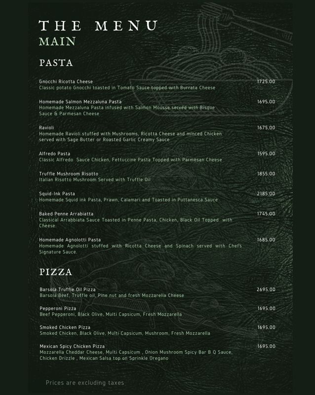 Olivetrail menu