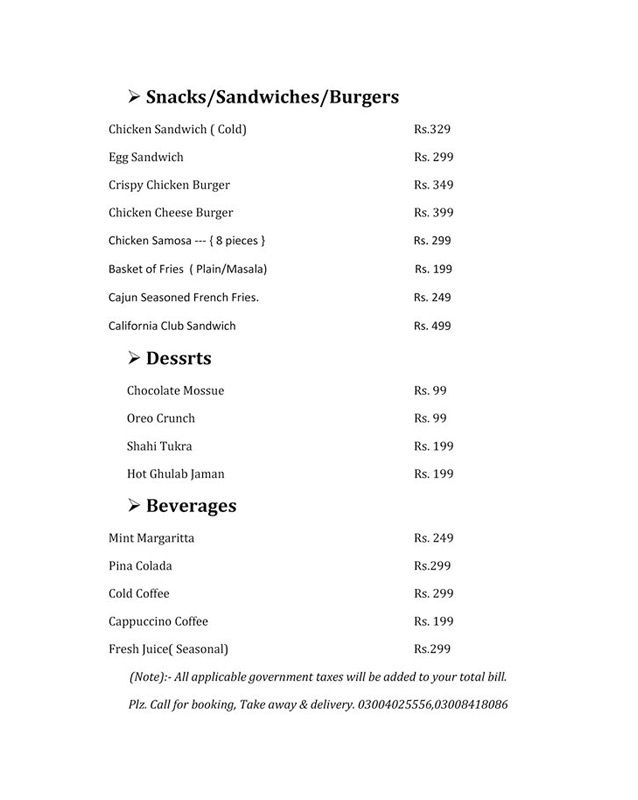 Opium Thai menu