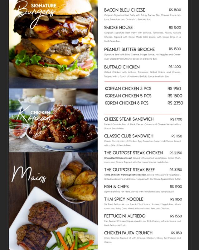 Outpost BYOB - Temporarily closed menu
