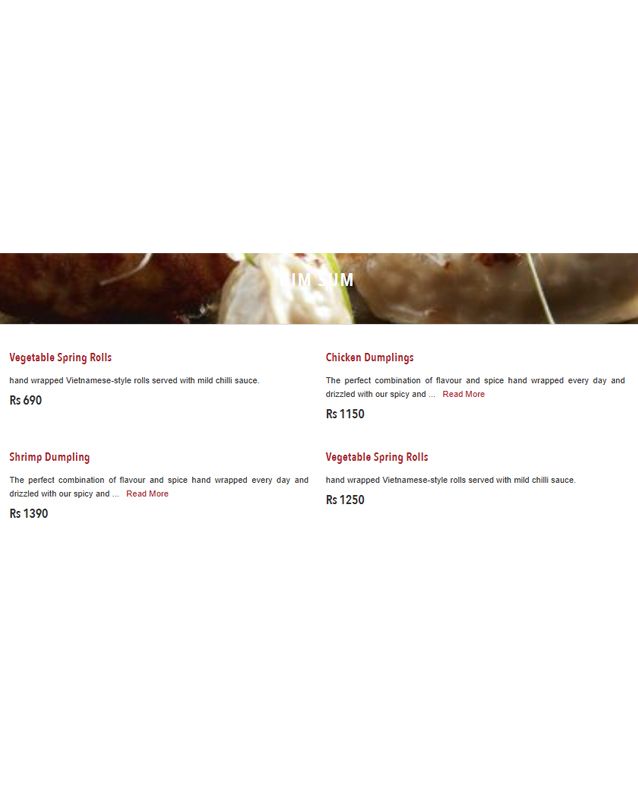 P.F. Chang's Pakistan menu