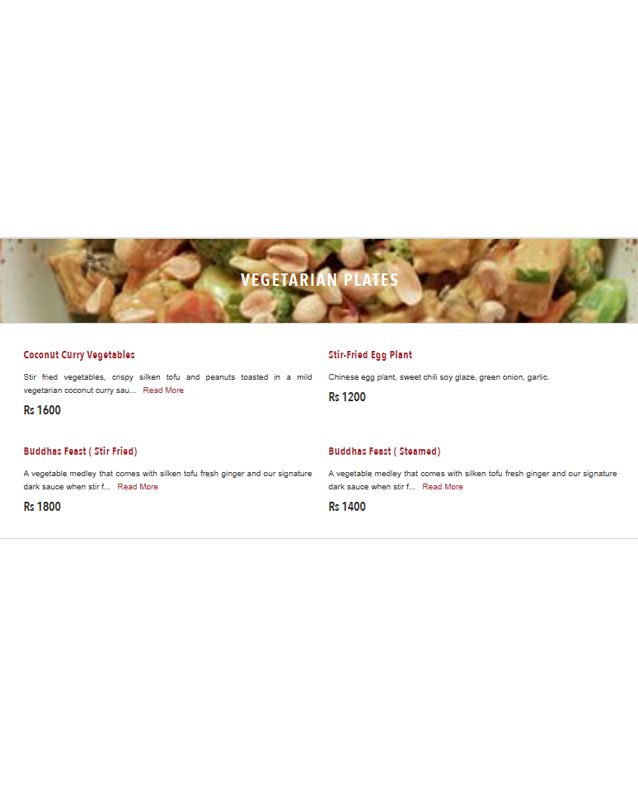 P.F. Chang's Pakistan menu