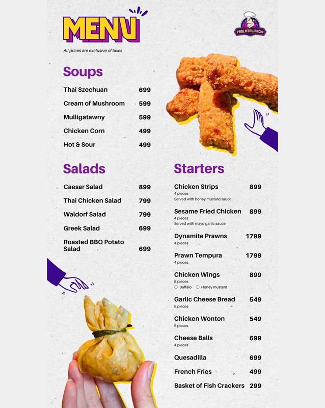 Pagla Bawarchi menu