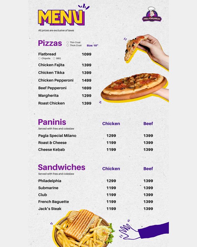 Pagla Bawarchi menu