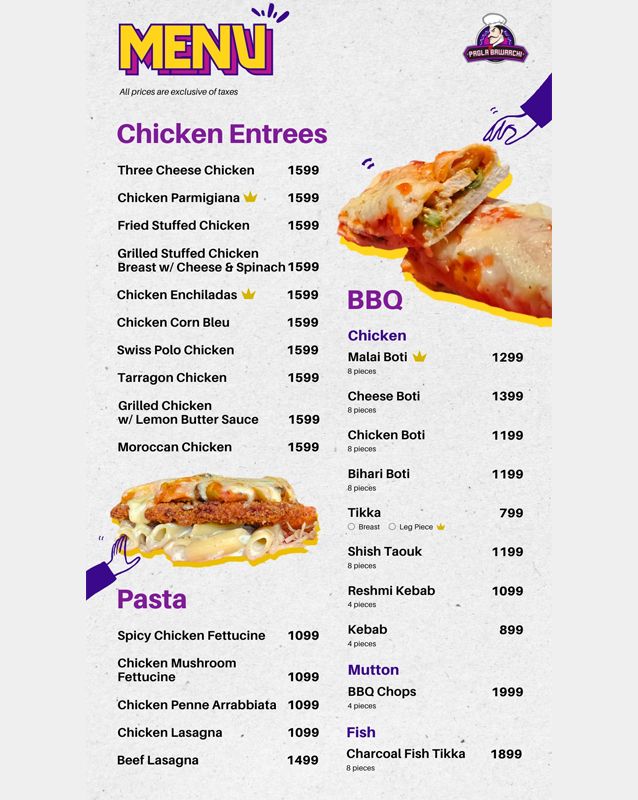 Pagla Bawarchi menu